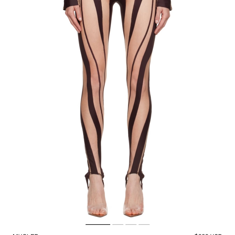 Mugler Burgundy Leggings with Dynamic Stripes